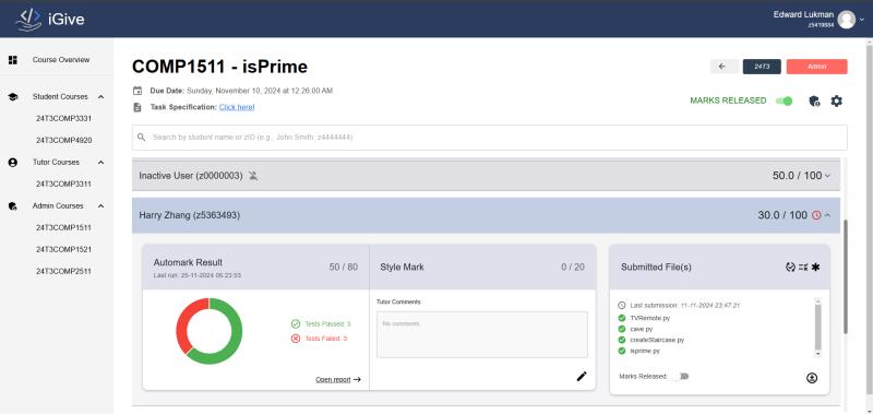 Code assignment submission platform preview